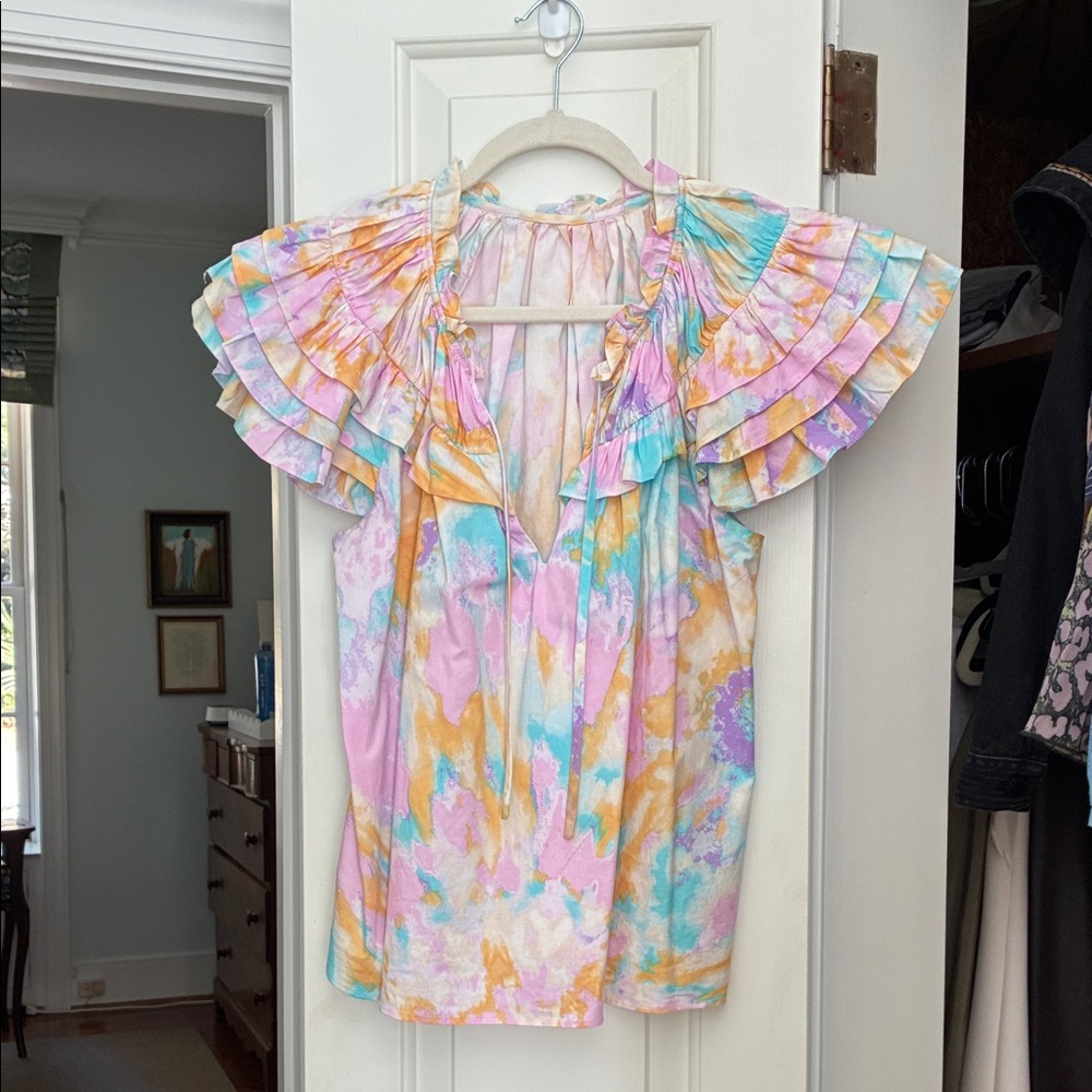 Colorful Ruffled Women's Top